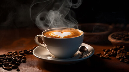 cup of coffee with beans,generate ai