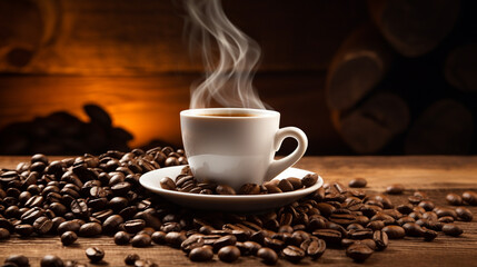 cup of coffee with beans,generate ai