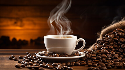 cup of coffee with beans,generate ai