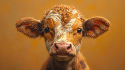 detailed illustration of cute cow print