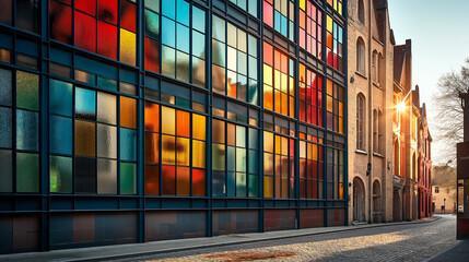 Modern Sustainable Architecture in Contemporary Downtown, Futuristic Design, Innovative Materials, Creative Historical Facade Renovation, Congress Hall, Office Building, Old Town Residential District