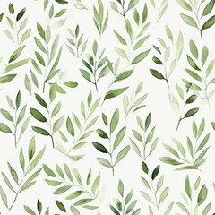 Seamless pattern green plant stems and leaves charming hand drawn simple clean minimalist design style for backgrounds wallpaper repeating pattern

