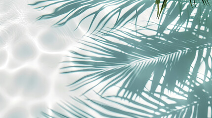 water surface with tropical leaf shadow. - obrazy, fototapety, plakaty