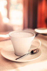 Cup of coffee on cafe table