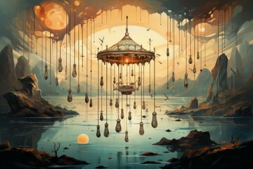 Melodic wind chimes, serenading the breeze with enchanting melodies - Generative AI