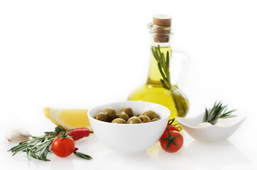 Still life with olive oil