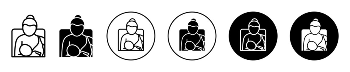 Breastfeeding vector icon set collection. Breastfeeding Outline flat Icon.