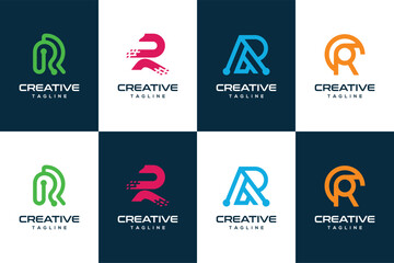 Set of geometric abstract shapes icon. Simple creative logo design inspiration