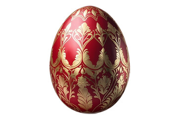 Beautiful Decorated red golden Easter egg isolated on transparent background