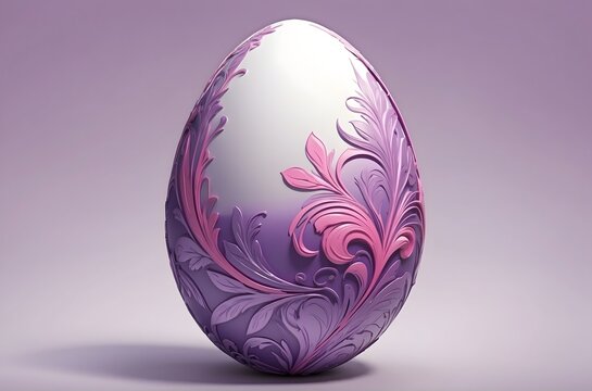 Beautiful Decorated purple Easter egg isolated on whitebackground