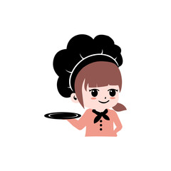 the little chef logo is black on a white striped background