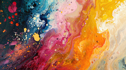 Beautiful multicolor paint splash abstract background - obrazy, fototapety, plakaty
