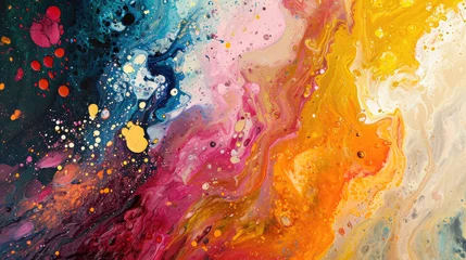 Poster Beautiful multicolor paint splash abstract background © boxstock production
