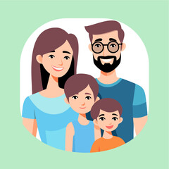 Happy Family Flat Vector Illustration