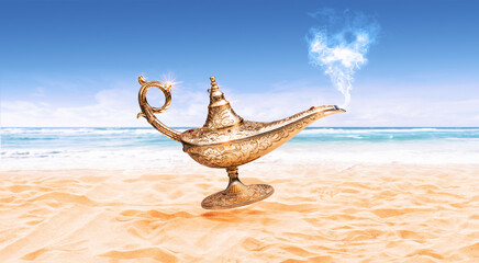 Genie's lamp on the beach