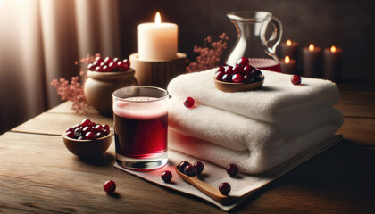 Cranberry Juice Cleanse Spa Day Essentials Background