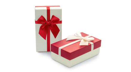 Red and white gift box on a white background. - 714622784