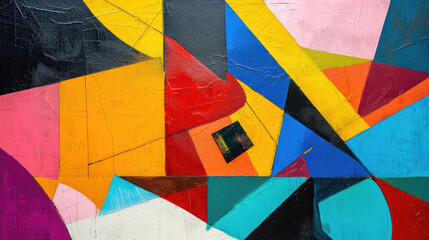 Canvas with contrasting colorful abstract geometric shapes