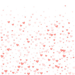 Red hearts scattered on white background.
