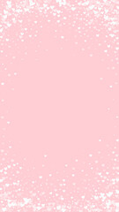 White hearts scattered on pink background.