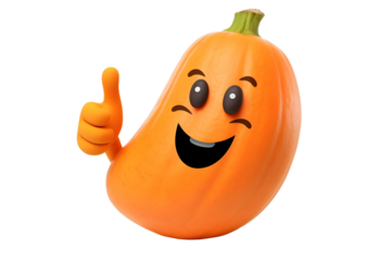 smiling papaya thumbs up isolated on transparent background