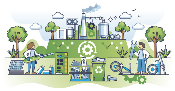 Extended producer responsibility or EPR circular policy outline concept, transparent background. Environmental practices for green, sustainable and nature friendly manufacturing.