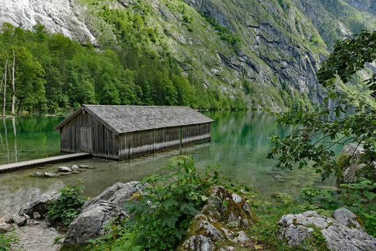 Bootshaus am Obersee Nationalpark Berchtesgaden  Deutschland