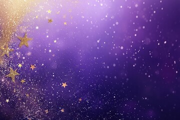 Fototapeta na wymiar Purple gradient background with gold stars