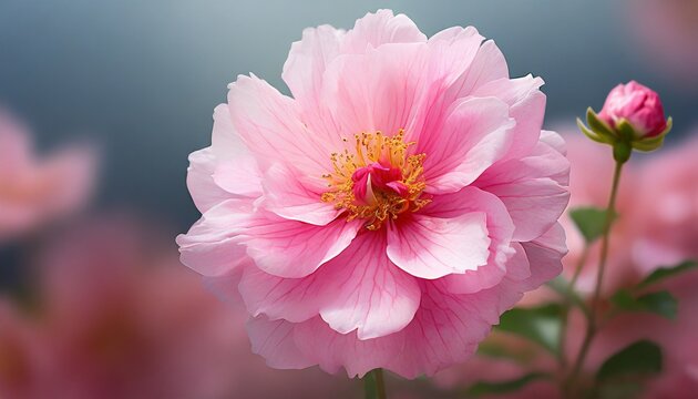 pink flower blomming on transparency background generative ai