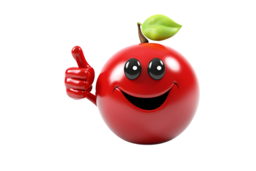 smiling cherry thumbs up isolated on transparent background