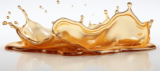 Delicious caramel sauce splash isolated on white background for food and beverage concepts.