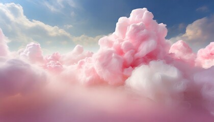 pink clouds in the sky stage fluffy cotton candy dream fantasy soft background generative ai - obrazy, fototapety, plakaty