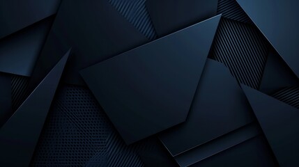 Modern black blue abstract background. Minimal. Color gradient. Dark. Web banner. Geometric shape. 3d effect. Lines stripes triangles. Design. Futuristic. Cut paper or metal effect. Luxury. Premium - obrazy, fototapety, plakaty