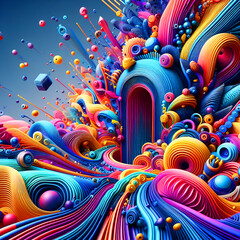 Colorful Creative 3D Graphic Background- Generative AI