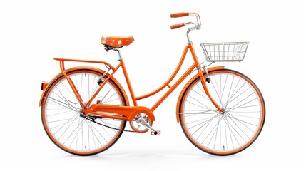 Obraz premium Stylish orange bicycle isolated on white background