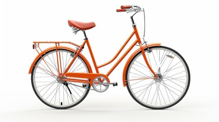 Fototapeta na wymiar Stylish orange bicycle isolated on white background