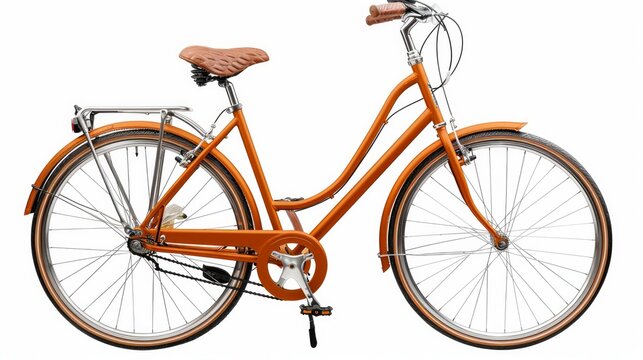 Stylish orange bicycle isolated on white background