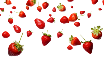 strawberries flying isolated on transparent background