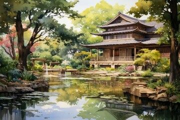 Tranquil meditation gardens, where one can find inner peace and harmony - Generative AI