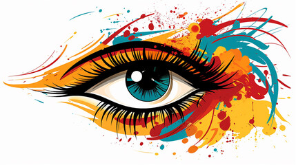 abstract fashion illustration of the eye with creative makeup - obrazy, fototapety, plakaty