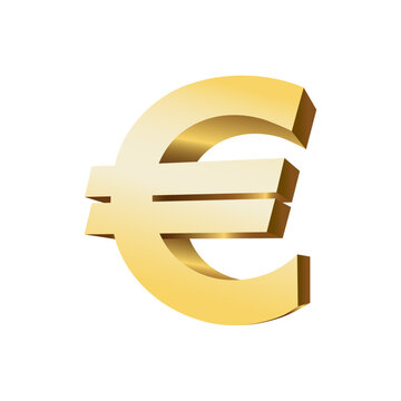 golden euro sign on a white background