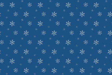 Seamles Snowflake Pattern On Dark Blue Background. Vector Editable.