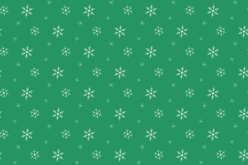 Seamles Snowflake Pattern On Green Background. Vector Editable.
