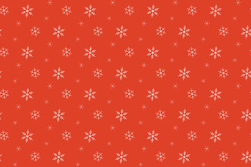 Seamles Snowflake Pattern On Red Background. Vector Editable.