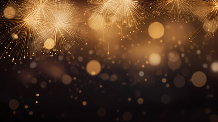 Obraz premium Happy New Year, burning fireworks with bokeh light background