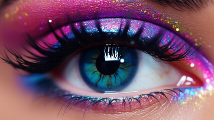 colorful makeup bright and intense makeup female eye