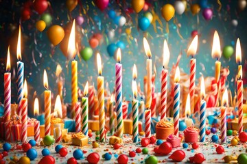 happy birthday candles on abstract background