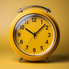 3d yellow retro alarm clock , generative Ai 