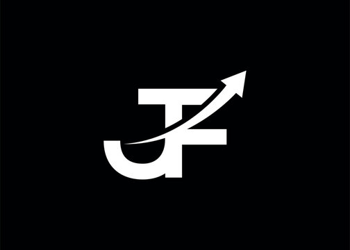 simple minimal letter JF arrow logo.