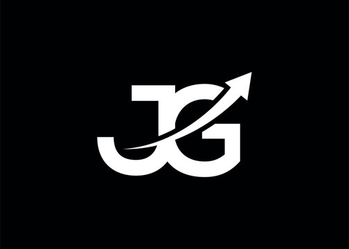 simple minimal letter JG arrow logo